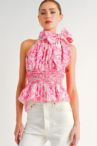 Tish Sleeveless Smocked Peplum Top