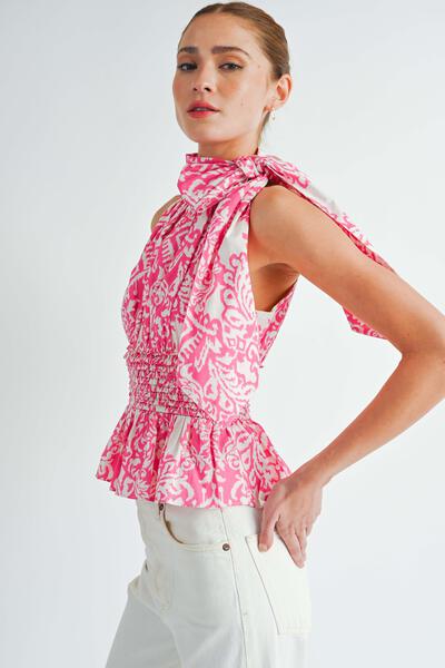 Tish Sleeveless Smocked Peplum Top