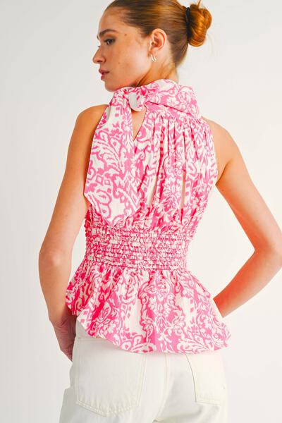 Tish Sleeveless Smocked Peplum Top