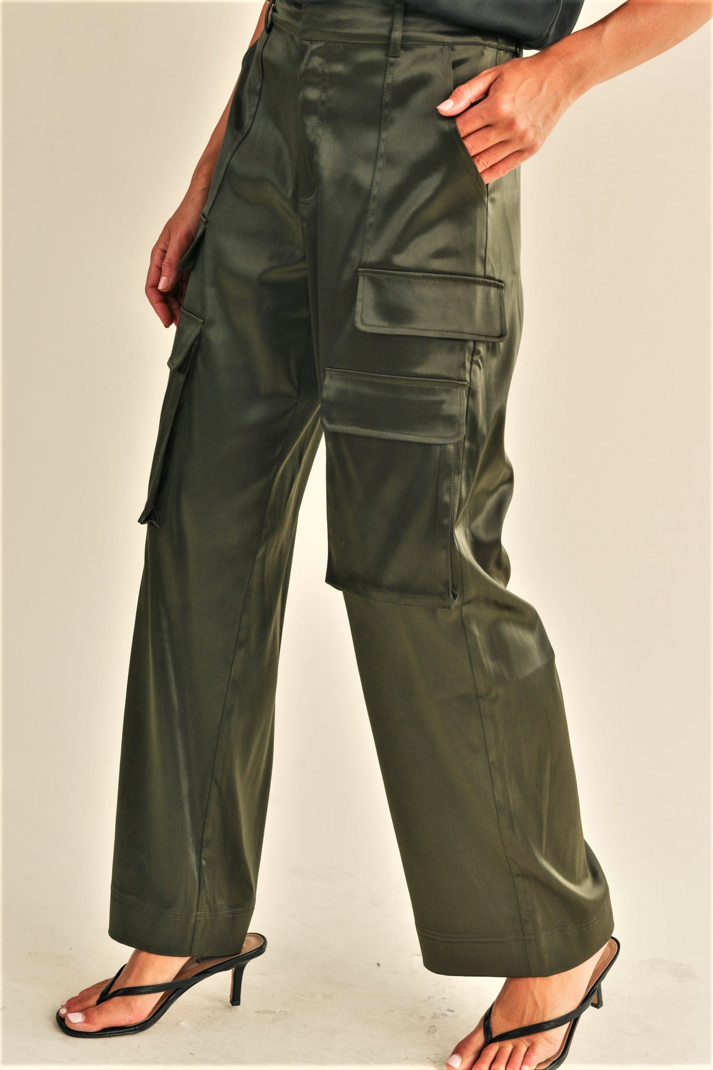 Cassie Satin Cargo Pants